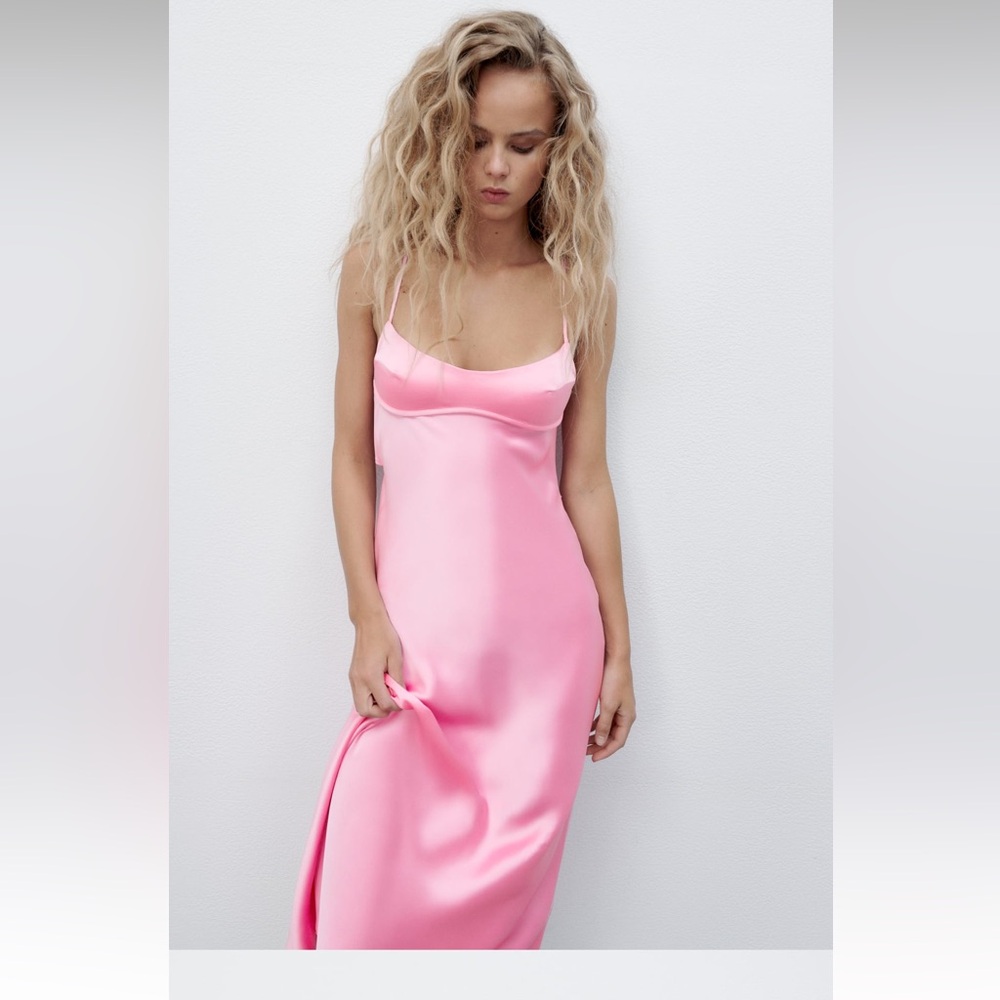 Hemmed Zara Pink silk dress!